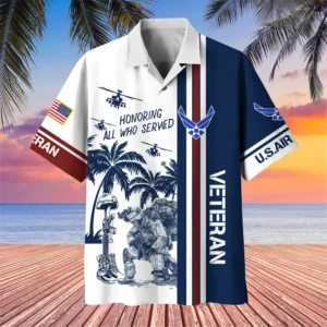 U.S. Air Force Veteran U.S. Air Force Retirees Patriotic Attire For Military Retirees All Over Prints Oversized Hawaiian Shirt