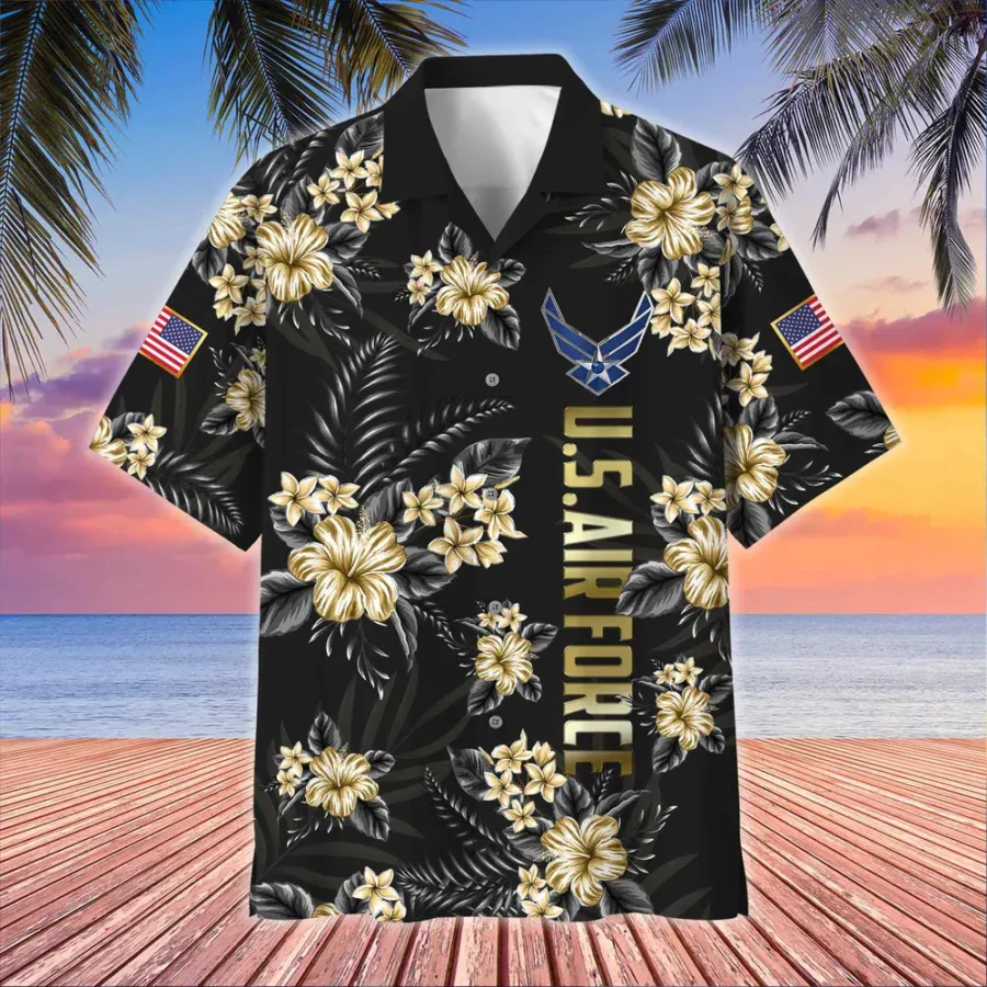 U.S. Air Force Veteran U.S. Air Force Retirees Patriotic Clothing For Veteran Events All Over Prints Oversized Hawaiian Shirt