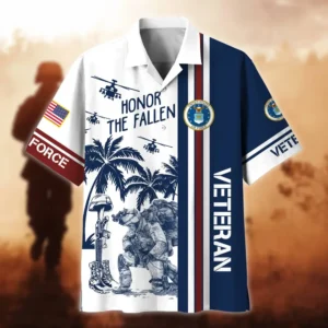 U.S. Air Force Veteran  U.S. Air Force Veteran Uniform Military Inspired Clothing For Veterans All Over Prints Oversized Hawaiian Shirt