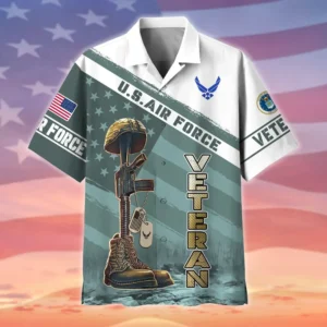 U.S. Air Force Veteran  U.S. Air Force Veteran Uniform Patriotic Clothing For Veteran Events All Over Prints Oversized Hawaiian Shirt