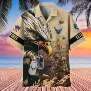 U.S. Air Force Veteran  U.S. Air Force Veteran Uniform Respectful Attire For U.S. Air Force Service Members All Over Prints Oversized Hawaiian Shirt