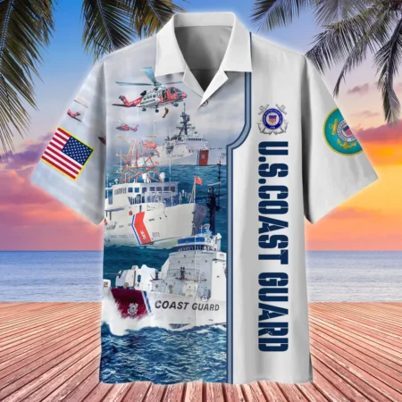 U.S. Coast Guard Veteran U.S. Coast Guard Retirees Military Inspired Clothing For Veterans All Over Prints Oversized Hawaiian Shirt