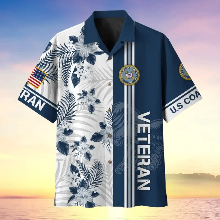 U.S. Coast Guard Veteran U.S. Coast Guard Retirees Military Inspired Clothing For Veterans All Over Prints Oversized Hawaiian Shirt