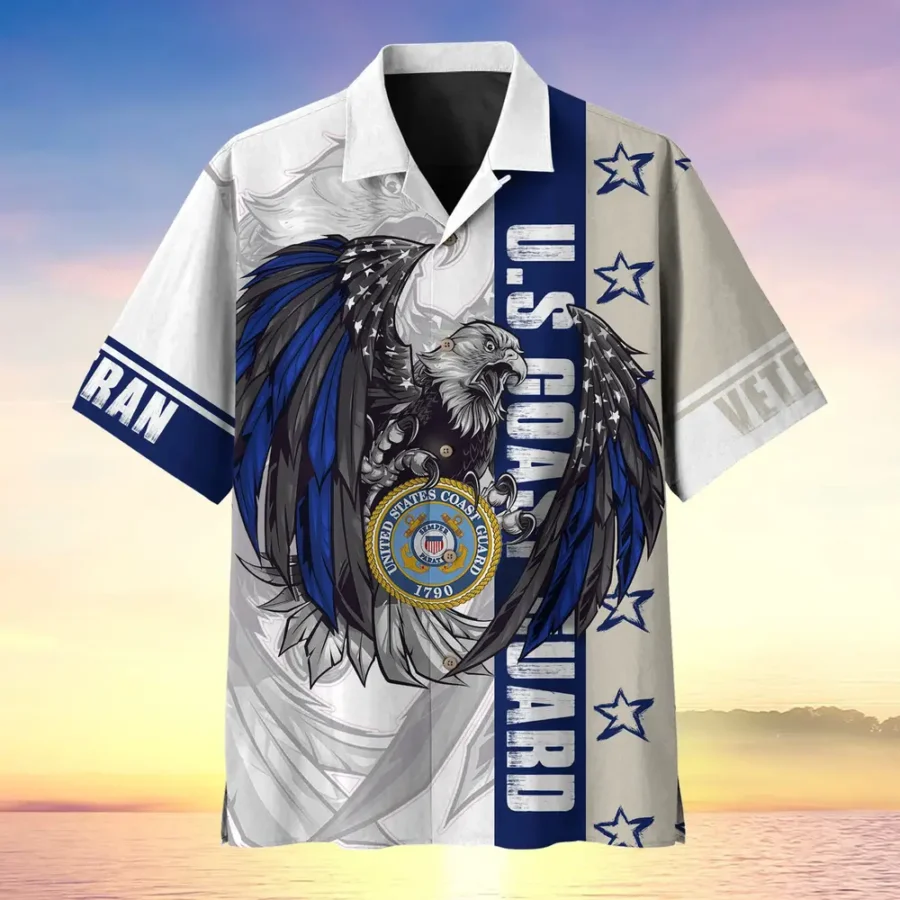 U.S. Coast Guard Veteran U.S. Coast Guard Retirees U.S. Coast Guard Veteran Apparel All Over Prints Oversized Hawaiian Shirt