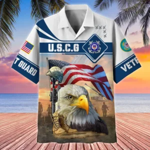 U.S. Coast Guard Veteran  Patriotic Retired Soldiers U.S. Coast Guard Veteran Apparel All Over Prints Oversized Hawaiian Shirt