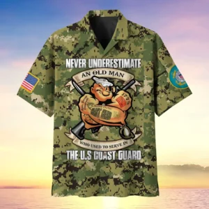 U.S. Coast Guard Veteran  U.S. Coast Guard Veteran Uniform Military Inspired Clothing For Veterans All Over Prints Oversized Hawaiian Shirt