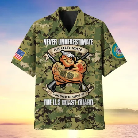 U.S. Coast Guard Veteran  U.S. Coast Guard Veteran Uniform Military Inspired Clothing For Veterans All Over Prints Oversized Hawaiian Shirt