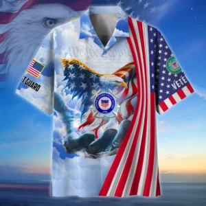 U.S. Coast Guard Veteran  U.S. Coast Guard Veteran Uniform Patriotic Attire For Military Retirees All Over Prints Oversized Hawaiian Shirt