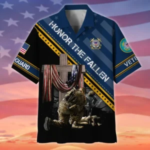 U.S. Coast Guard Veteran  U.S. Coast Guard Veteran Uniform Patriotic Clothing For Veteran Events All Over Prints Oversized Hawaiian Shirt