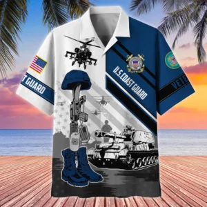 U.S. Coast Guard Veteran  U.S. Coast Guard Veteran Uniform Patriotic Attire For Military Retirees All Over Prints Oversized Hawaiian Shirt