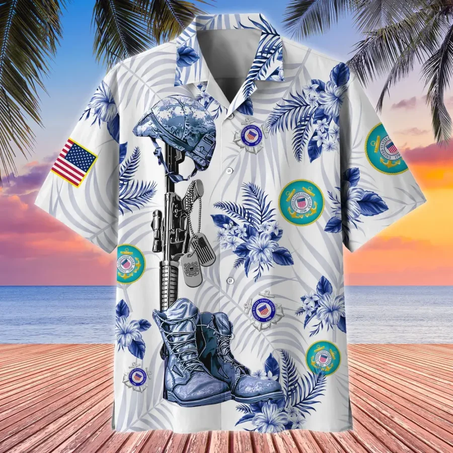 U.S. Coast Guard Veteran  U.S. Coast Guard Veteran Uniform U.S. Coast Guard Veteran Apparel All Over Prints Oversized Hawaiian Shirt