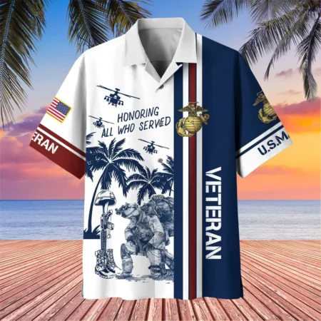 U.S. Marine Corps Veteran U.S. Marine Corps Retirees Appreciation Gifts For Military Veterans All Over Prints Oversized Hawaiian Shirt