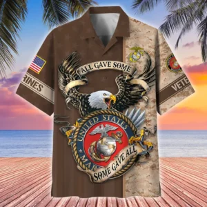 U.S. Marine Corps Veteran U.S. Marine Corps Retirees Military Inspired Clothing For Veterans All Over Prints Oversized Hawaiian Shirt