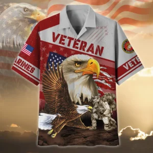 U.S. Marine Corps Veteran U.S. Marine Corps Retirees Military Inspired Clothing For Veterans All Over Prints Oversized Hawaiian Shirt