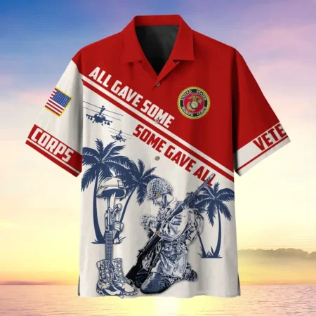 U.S. Marine Corps Veteran U.S. Marine Corps Retirees Military Inspired Clothing For Veterans All Over Prints Oversized Hawaiian Shirt