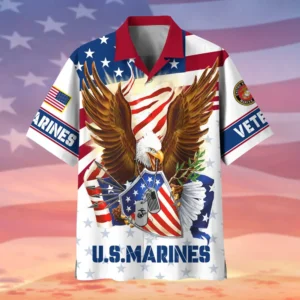 U.S. Marine Corps Veteran U.S. Marine Corps Retirees Patriotic Attire For Military Retirees All Over Prints Oversized Hawaiian Shirt