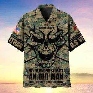 U.S. Marine Corps Veteran U.S. Marine Corps Retirees Patriotic Clothing For Veteran Events All Over Prints Oversized Hawaiian Shirt