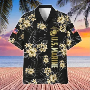 U.S. Marine Corps Veteran U.S. Marine Corps Retirees Patriotic Attire For Military Retirees All Over Prints Oversized Hawaiian Shirt