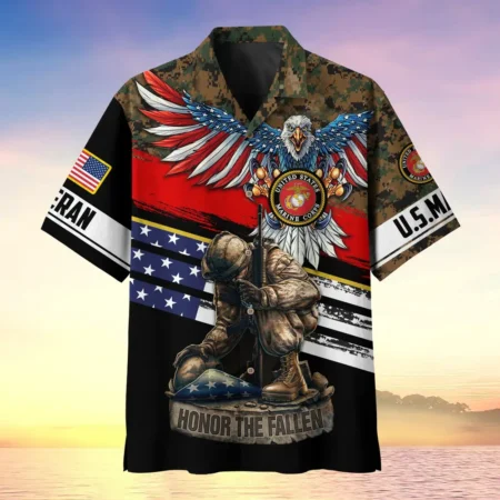 U.S. Marine Corps Veteran U.S. Marine Corps Retirees Respectful Attire For U.S. Marine Corps Service Members All Over Prints Oversized Hawaiian Shirt