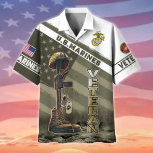 U.S. Marine Corps Veteran U.S. Marine Corps Retirees Respectful Attire For U.S. Marine Corps Service Members All Over Prints Oversized Hawaiian Shirt