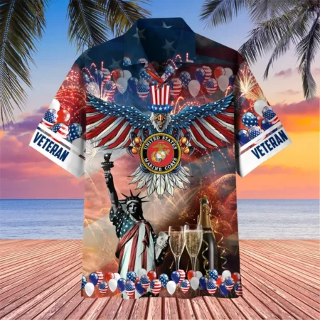 U.S. Marine Corps Veteran U.S. Marine Corps Retirees U.S. Marine Corps Veteran Apparel All Over Prints Oversized Hawaiian Shirt