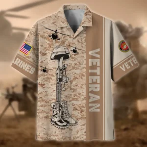 U.S. Marine Corps Veteran U.S. Marine Corps Retirees U.S. Marine Corps Veteran Apparel All Over Prints Oversized Hawaiian Shirt