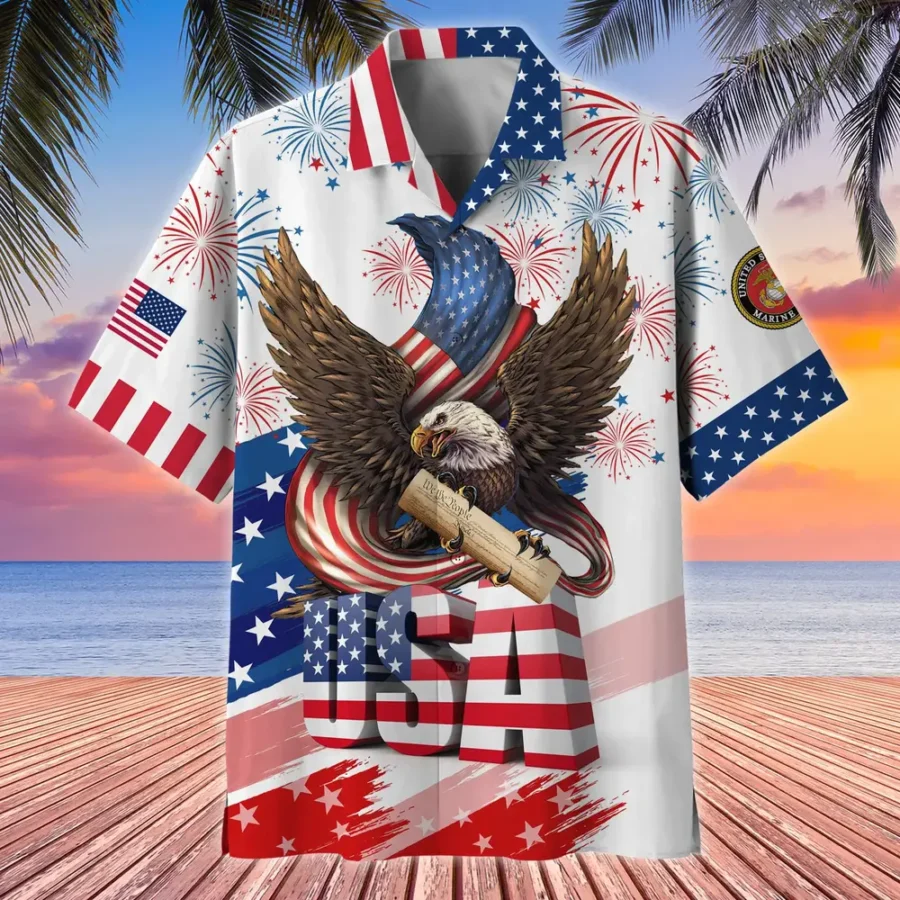 U.S. Marine Corps Veteran U.S. Marine Corps Retirees U.S. Marine Corps Veteran Apparel All Over Prints Oversized Hawaiian Shirt