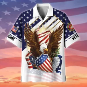 U.S. Marine Corps Veteran U.S. Marine Corps Retirees U.S. Marine Corps Veteran Apparel All Over Prints Oversized Hawaiian Shirt