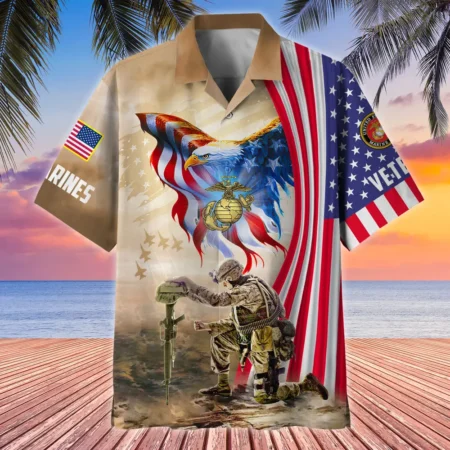 U.S. Marine Corps Veteran  U.S. Marine Corps Veteran Uniform Military Inspired Clothing For Veterans All Over Prints Oversized Hawaiian Shirt