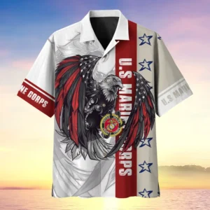 U.S. Marine Corps Veteran  U.S. Marine Corps Veteran Uniform Military Inspired Clothing For Veterans All Over Prints Oversized Hawaiian Shirt