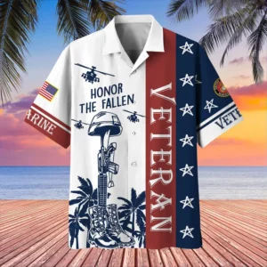 U.S. Marine Corps Veteran  U.S. Marine Corps Veteran Uniform Military Inspired Clothing For Veterans All Over Prints Oversized Hawaiian Shirt