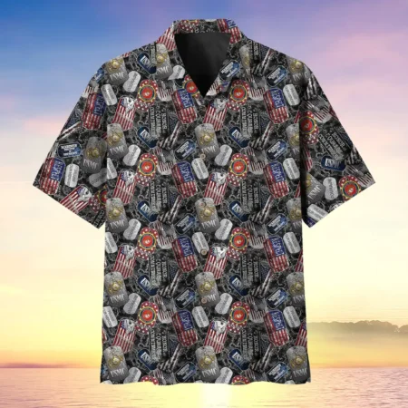 U.S. Marine Corps Veteran  U.S. Marine Corps Veteran Uniform Patriotic Attire For Military Retirees All Over Prints Oversized Hawaiian Shirt