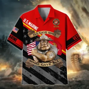 U.S. Marine Corps Veteran  U.S. Marine Corps Veteran Uniform Patriotic Attire For Military Retirees All Over Prints Oversized Hawaiian Shirt