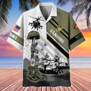 U.S. Marine Corps Veteran  U.S. Marine Corps Veteran Uniform Patriotic Clothing For Veteran Events All Over Prints Oversized Hawaiian Shirt