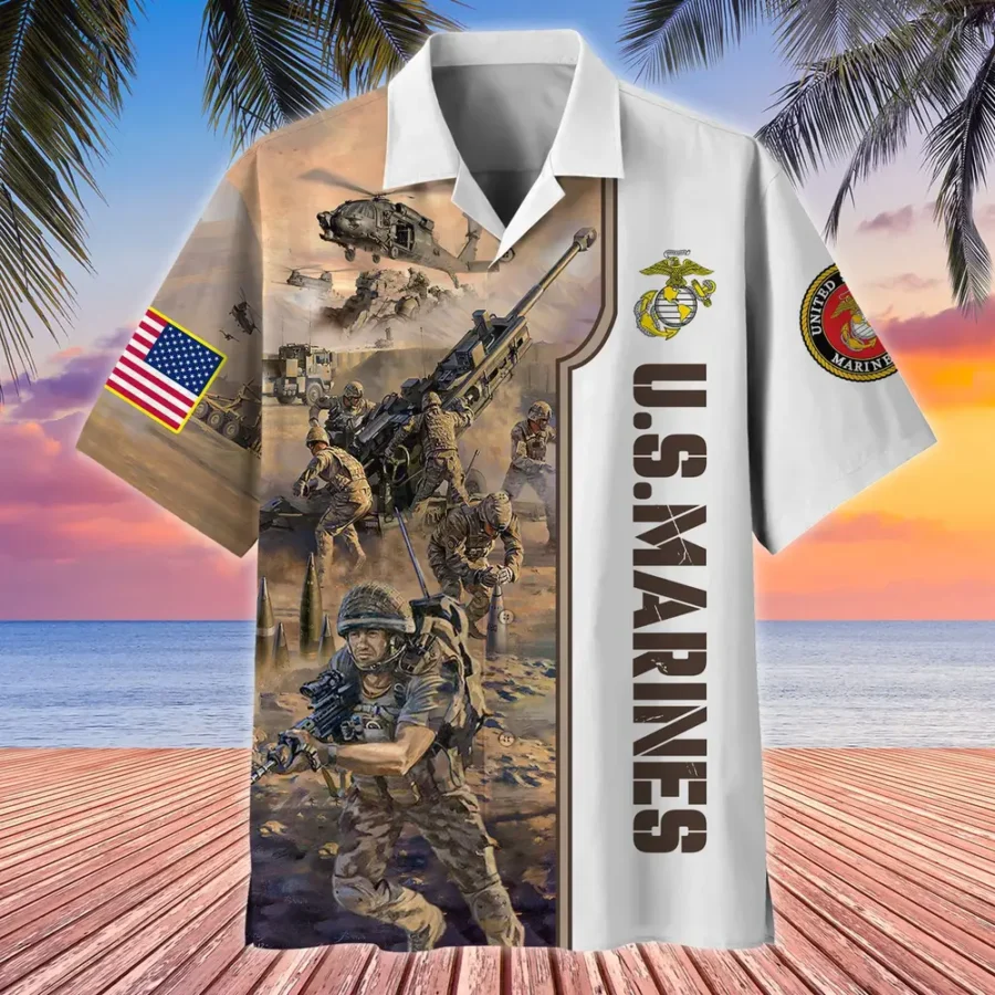 U.S. Marine Corps Veteran  U.S. Marine Corps Veteran Uniform U.S. Marine Corps Veteran Apparel All Over Prints Oversized Hawaiian Shirt