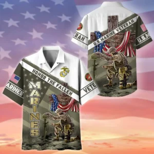 U.S. Marine Corps Veteran U.S. Marine Corps Retirees U.S. Marine Corps Veteran Apparel All Over Prints Oversized Hawaiian Shirt