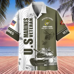 U.S. Marine Corps Veteran Veteran Pride Military Inspired Clothing For Veterans All Over Prints Oversized Hawaiian Shirt