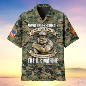 U.S. Marine Corps Veteran Veteran Pride Military Inspired Clothing For Veterans All Over Prints Oversized Hawaiian Shirt