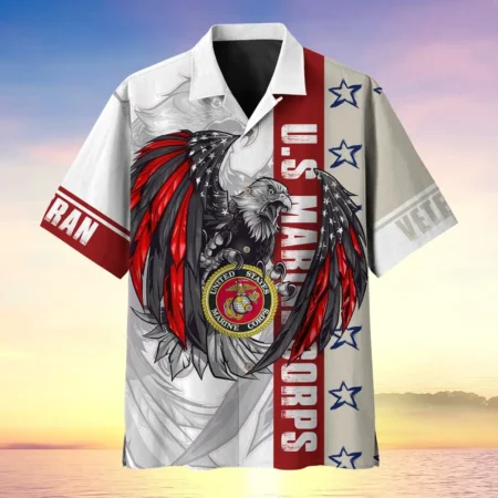 U.S. Marine Corps Veteran Veteran Pride Military Inspired Clothing For Veterans All Over Prints Oversized Hawaiian Shirt