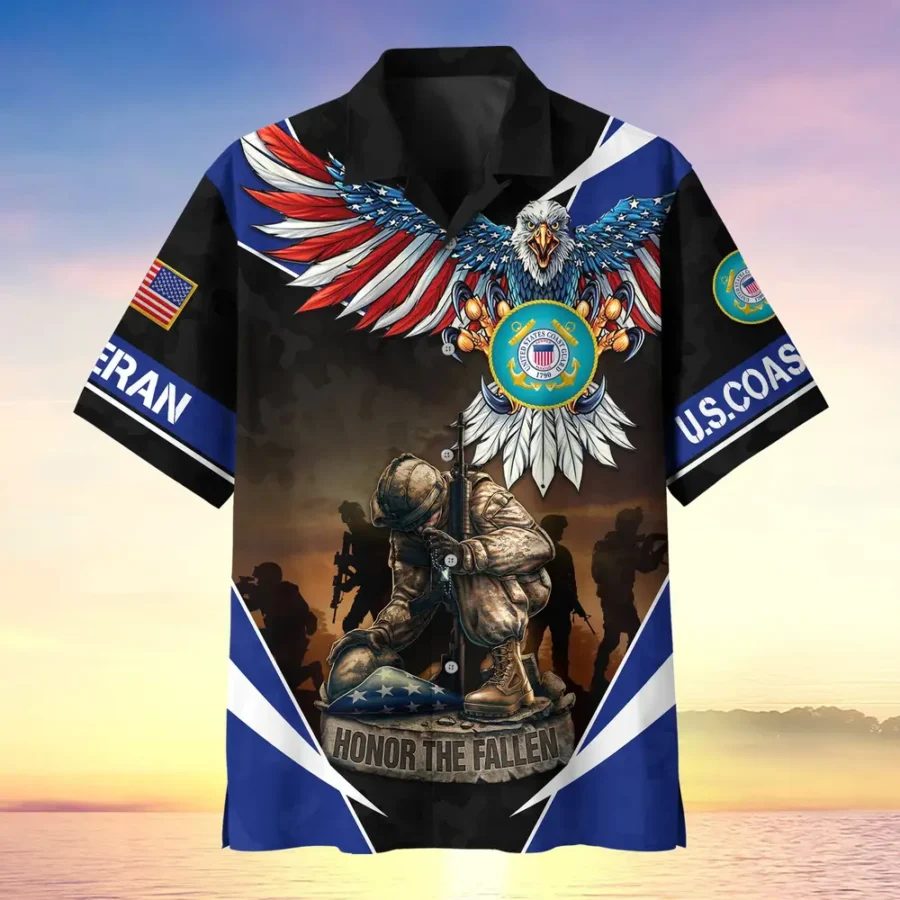 U.S. Coast Guard Veteran Veteran Pride Military Inspired Clothing For Veterans All Over Prints Oversized Hawaiian Shirt