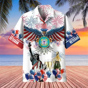 U.S. Coast Guard Veteran Veteran Pride Patriotic Attire For Military Retirees All Over Prints Oversized Hawaiian Shirt