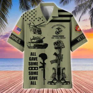 U.S. Marine Corps Veteran Veteran Pride Military Inspired Clothing For Veterans All Over Prints Oversized Hawaiian Shirt