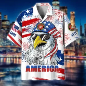 U.S. Marine Corps Veteran Veteran Pride Patriotic Clothing For Veteran Events All Over Prints Oversized Hawaiian Shirt