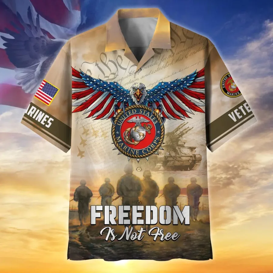 U.S. Marine Corps Veteran Veteran Pride Patriotic Clothing For Veteran Events All Over Prints Oversized Hawaiian Shirt