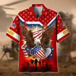 U.S. Marine Corps Veteran Veteran Pride Patriotic Clothing For Veteran Events All Over Prints Oversized Hawaiian Shirt