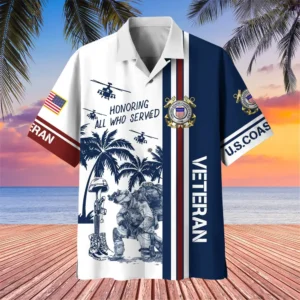 U.S. Coast Guard Veteran Veteran Pride Respectful Attire For U.S. Coast Guard Service Members All Over Prints Oversized Hawaiian Shirt