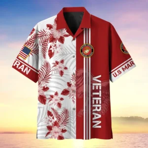 U.S. Marine Corps Veteran Veteran Pride U.S. Marine Corps Veteran Apparel All Over Prints Oversized Hawaiian Shirt