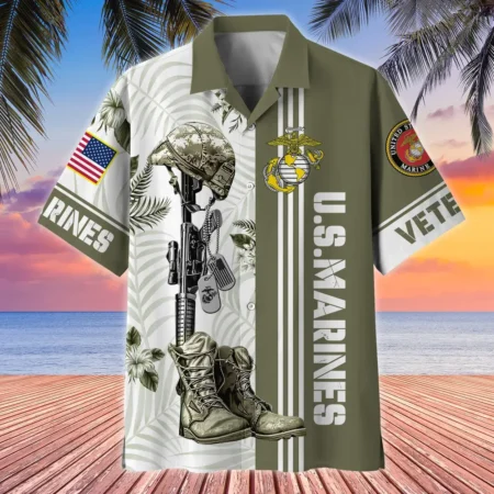 U.S. Marine Corps Veteran Veteran Pride U.S. Marine Corps Veteran Apparel All Over Prints Oversized Hawaiian Shirt