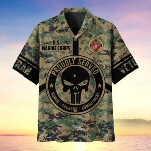 U.S. Marine Corps Veteran Veteran Pride U.S. Marine Corps Veteran Apparel All Over Prints Oversized Hawaiian Shirt