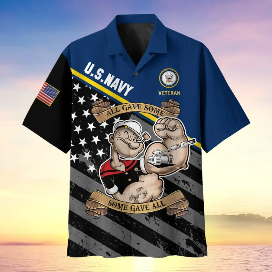 U.S. Navy Veteran  Military Inspired Military Inspired Clothing For Veterans All Over Prints Oversized Hawaiian Shirt